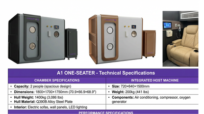 A1 One-Seater Professional Hard Hyperbaric Chamber 2ATA