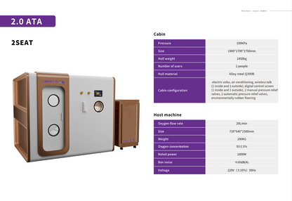 A2 Two-Seater Professional Hard Hyperbaric Chamber 2ATA