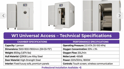 W1 Universal Access Hyperbaric Chamber 2.0 ATA